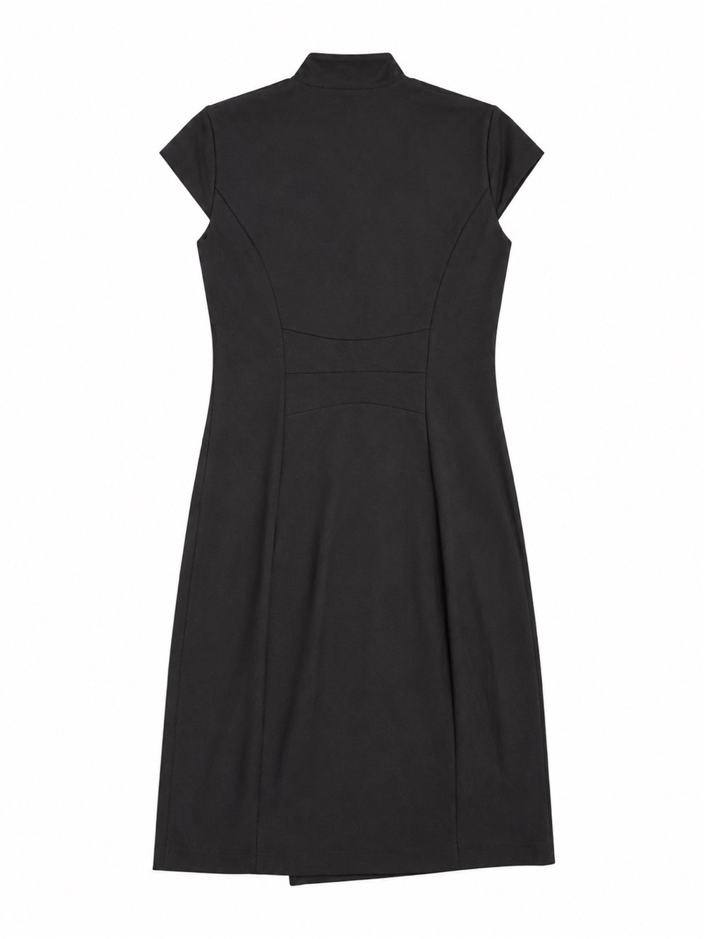 Calvin Klein (Carolyn Bassett) Style Black Cap-Sleeve Wrap Sheath Dress Size 2 - Picture 3 of 7